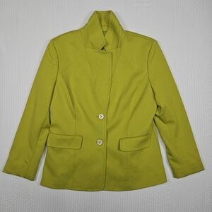 Jones New York Stretch Green Blazer Size 12 Tailored Career Jacket Women